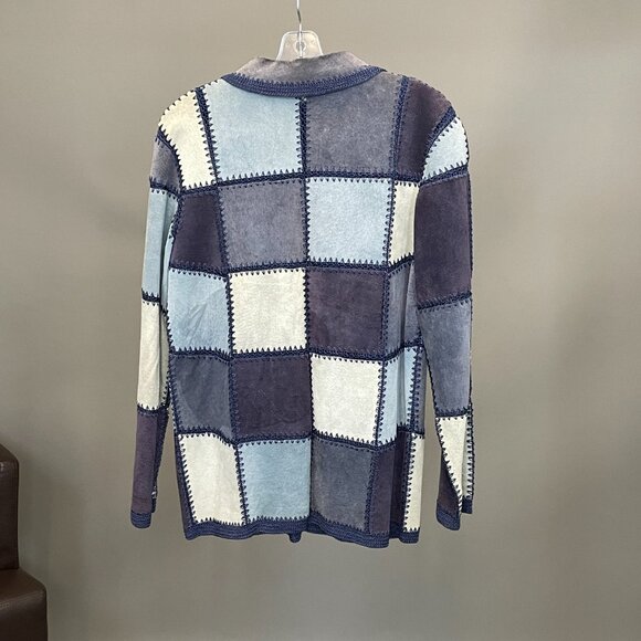 1970s Blue Patchwork Leather Jacket - Picture 2 of 3